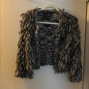 INC International Concepts brown/tan/black Fringe Open Front Shrug